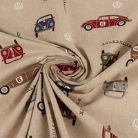 Dekostoff Halbpanama Leinenlook VW Beetle Racing Volkswagen Käfer natur rot grün blau 1,40m Breite