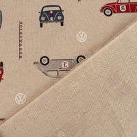 Dekostoff Halbpanama Leinenlook VW Beetle Racing Volkswagen Käfer natur rot grün blau 1,40m Breite