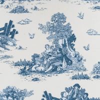 Dekostoff Halbpanama Classic Shepherd Scene Toile de Jouy ecru blau 1,40m Breite