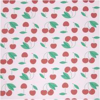 Baumwollstoff Stoffabschnitt Kirschen rosa grün rot