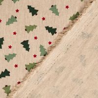 Vorder- und Rückseite Dekostoff Halbpanama XMAS Tree Weihnachtsbaum Tanne im Leinenlook