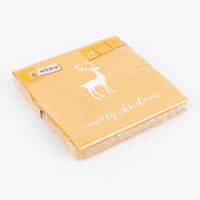 85811-Serviette-X-MAS-Deer-Merry-Christmas-Hirsch-gelb-weiss-33x33cm-3lagig-20-Stueck-DSC-6355.jpg gelbe Serviette mit Hirschmotiv und Aufschrift "Merry Christmas"
