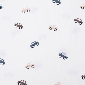 Jersey Baumwolljersey Baby und Kinderstoff Autos wollweiß 1,50m Breite