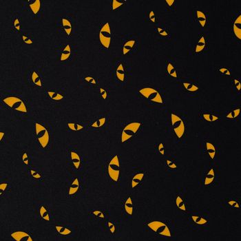 Jersey Foliendruck Halloween Katzenaugen glänzend schwarz 1,45m Breite