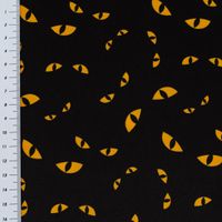 Jersey Foliendruck Halloween Katzenaugen glänzend schwarz 1,45m Breite
