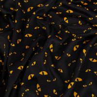Jersey Foliendruck Halloween Katzenaugen glänzend schwarz 1,45m Breite