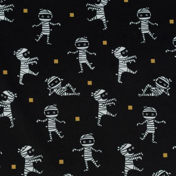 Jersey Foliendruck Halloween Mumien glänzend schwarz 1,45m Breite