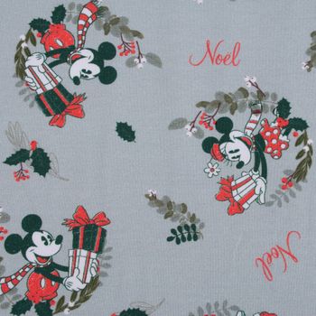 Minnie & Mickey French Terry Digitaldruck Weihnachten grau 1,58m Breite
