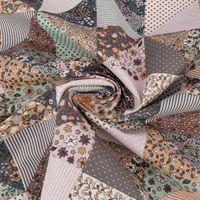 Dekostoff Halbpanama Sweet Flower Quilt Patchwork Vintage Blümchen bunt lila 1,40m Breite