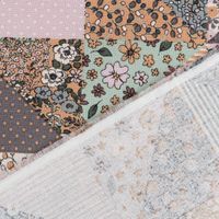 Dekostoff Halbpanama Sweet Flower Quilt Patchwork Vintage Blümchen bunt lila 1,40m Breite
