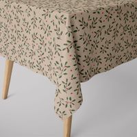 Tischdecke Little Holly Branch Stechpalmenzweige im Leinenlook 80x80cm