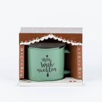 Weihnachtstasse Vintage mit Schriftzug "Frohe Weihnachten" in weihnachtlicher Produktverpackung