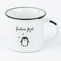 Weihnachtstasse Vintage mit Schriftzug "Frohes Fest"