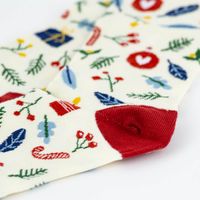 Nahaufnahme Ferse der Weihnachtssocke Frohes Fest Weihnachtsmotive