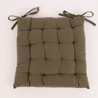 85986-Stuhlkissen-aus-Baumwolle-mit-Binderbaendern-einfarbig-dunkelgruen-38x38cm-KW40-2023-6745.jpg Stuhlkissen mit Bindebändern und 16-fach Steppung in dunkelgrün