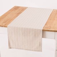 Tischläufer Leinenlook Basic Stripe Streifen natur weiß 40x160cm von SCHÖNER LEBEN.