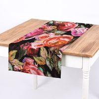 Tischläufer Rosetta Rosen Digitaldruck schwarz pink 40x160cm von SCHÖNER LEBEN. 