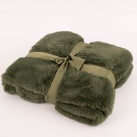 86014-Kuscheldecke-zweilagig-aus-Polyesterpluesch-einfarbig-khaki-gruen-130x160cm-KW40-2023-6786_1.jpg khakigrüne Plüschdecke zusammengefaltet und mit Schleife zusammengebunden