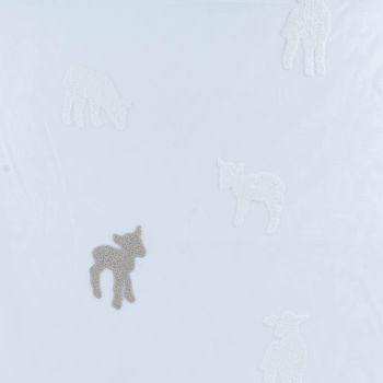 Rasch Textil Kinder Gardinenstoff Bambino Counting Sheep Schäfchen ecru weiß natur 150cm