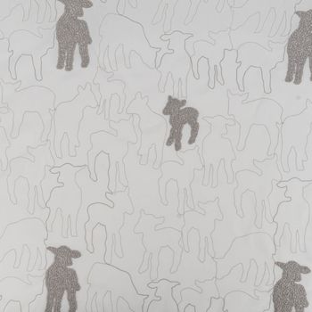 Rasch Textil Kinder Vorhangstoff Bambino Black Sheep Schäfchen weiß grau 150cm