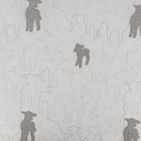 Rasch Textil Kinder Vorhangstoff Bambino Black Sheep Schäfchen weiß grau 150cm