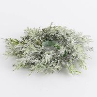 86062-Dekokranz-Zypresse-beschneit-Kunststoff-gruen-weiss-25cm-DSC-7009.jpg Dekokranz Zypresse beschneit - Blick von seitlich