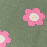 French Terry Sommersweat BIG FLOWERS Blumen altgrün pink 1,5m Breite