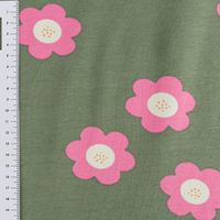 French Terry Sommersweat BIG FLOWERS Blumen altgrün pink 1,5m Breite