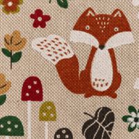 Dekostoff Kinderstoff Halbpanama Leinenlook Autumn Woodland Fox Herbst Füchse, Nahaufnahme