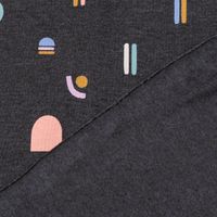 Jersey Baumwolljersey Melange ABSTRACT geometrische Formen anthrazit pastell 1,45m Breite