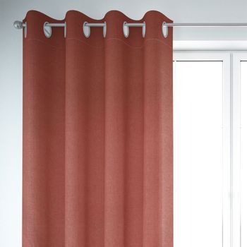 Vorhang einfarbig terrakotta auf linker Seite vor Fenster