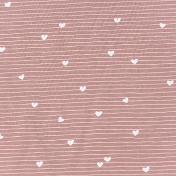 Jersey Baumwolljersey Kinderstoff Herzen Streifen altrosa 1,50m Breite