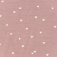 Jersey Baumwolljersey Kinderstoff Herzen Streifen altrosa 1,50m Breite