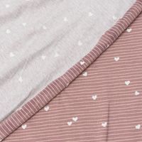 Jersey Baumwolljersey Kinderstoff Herzen Streifen altrosa 1,50m Breite
