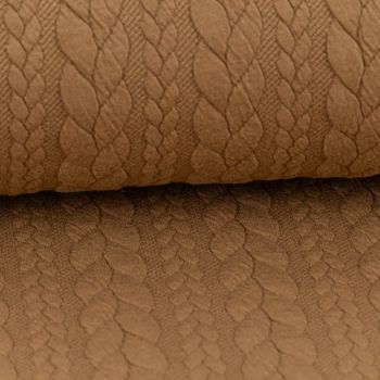 Bekleidungsstoff Cably Zopfmuster Strickstoff Meterware einfarbig camel 1,5m Breite