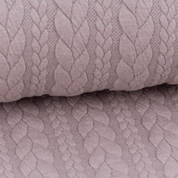 Bekleidungsstoff Cably Zopfmuster Strickstoff Meterware einfarbig rosa 1,5m Breite