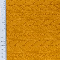 Bekleidungsstoff Cably Zopfmuster Strickstoff Meterware einfarbig senfgelb 1,50m Breite