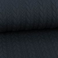 Bekleidungsstoff Cably Zopfmuster Strickstoff Meterware einfarbig schwarz Breite