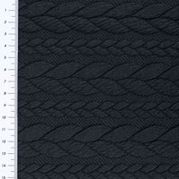 Bekleidungsstoff Cably Zopfmuster Strickstoff Meterware einfarbig schwarz Breite