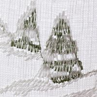 Scheibengardine Stickerei Leinenoptik nähfrei Winterhaus wollweiß 30cm Höhe