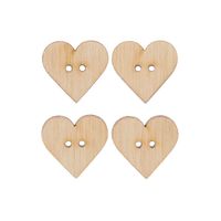 Rico Design Holzknöpfe Herz 2-Loch natur 2,5x2,5cm 4 Stück