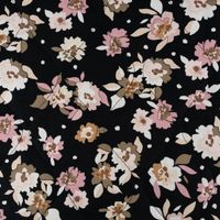 Steppstoff Bekleidungsstoff Blüten schwarz-blau rosa 1,39m Breite