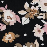 Steppstoff Bekleidungsstoff Blüten schwarz-blau rosa 1,39m Breite
