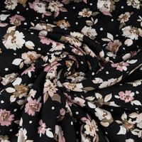 Steppstoff Bekleidungsstoff Blüten schwarz-blau rosa 1,39m Breite