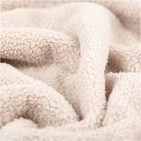 Boucle Stoff Teddystoff Kunstfell Teddy Fur uni beige-grau 1,5m Breite Detailaufnahme der weichen, beigen Textur eines flauschigen Stoffes.