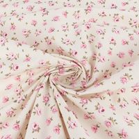 Dekostoff Halbpanama Classic Little Rose Allover Rosenblüten ecru rosa 1,40m Breite