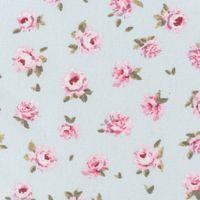 Dekostoff Halbpanama Classic Little Rose Allover Rosenblüten hellblau rosa 1,40m Breite