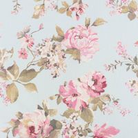 Dekostoff Halbpanama Classic Painted Rose Rosen hellblau rosa 1,40m Breite