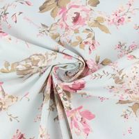Dekostoff Halbpanama Classic Painted Rose Rosen hellblau rosa 1,40m Breite