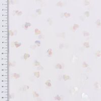 Tüllstoff Softtüll Rainbow Hearts Foliendruck Gitzerherzchen lila 1,50m Breite